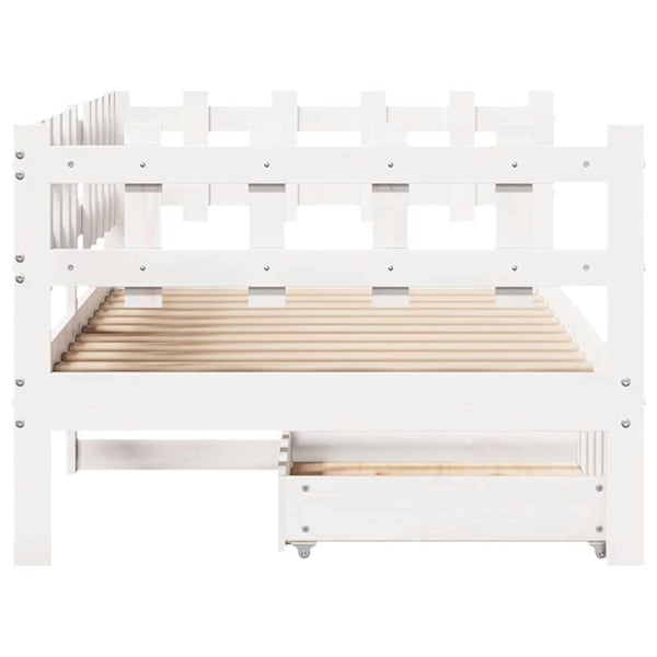 vidaXL Dagseng med skuffer hvit 90x200 cm heltre furu