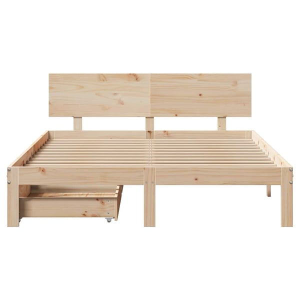 vidaXL Sengeramme med skuffer 140x200 cm heltre furu