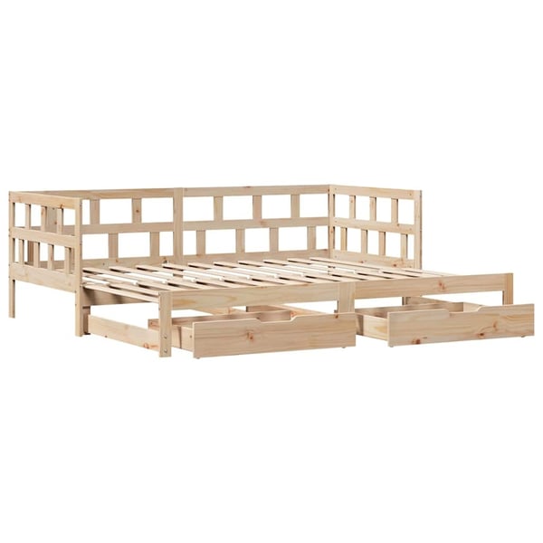 vidaXL Uttrekkbar dagseng med skuffer uten madrass 80x200 cm
