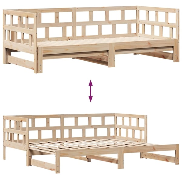 vidaXL Uttrekkbar dagseng med skuffer uten madrass 80x200 cm