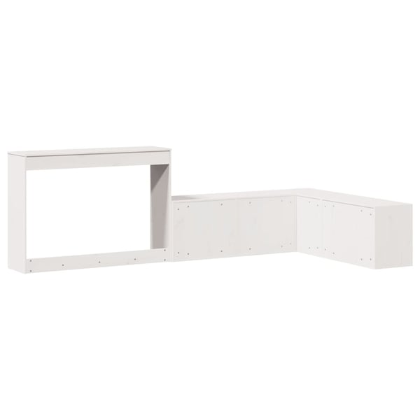 vidaXL Nattbord med skrivebord hvit 232x112x75 cm heltre furu