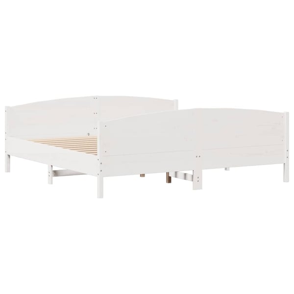 vidaXL Sengeramme med madrass hvit 200x200 cm heltre furu