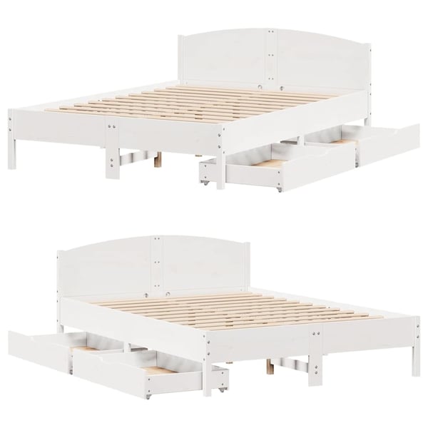 vidaXL Sengeramme uten madrass hvit 135x190 cm heltre furu
