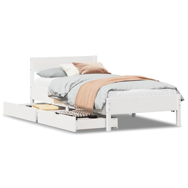 vidaXL Sengeramme uten madrass hvit 90x200 cm heltre furu