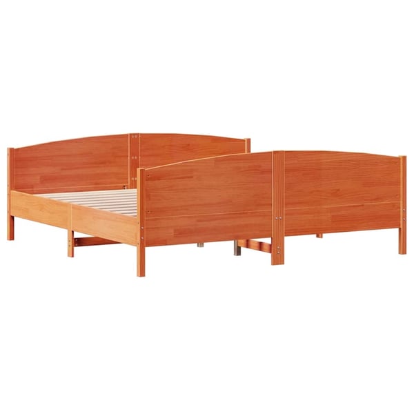 vidaXL Sengeramme uten madrass voksbrun 200x200 cm heltre furu