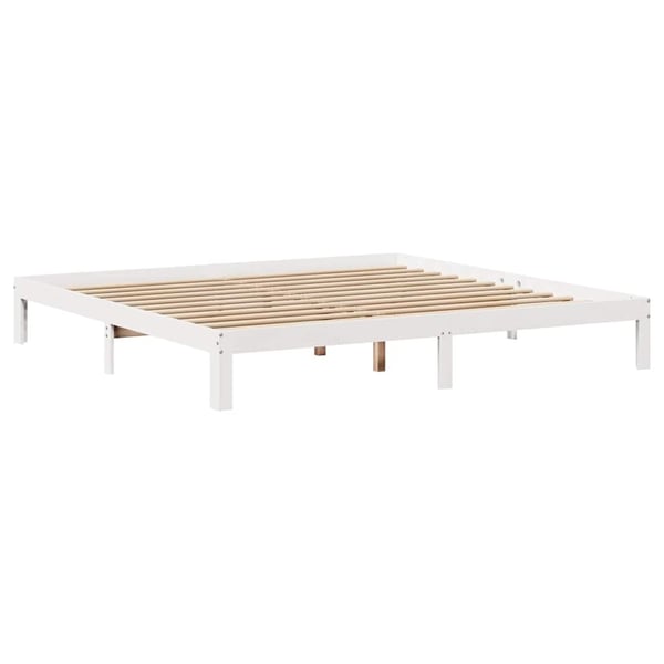 vidaXL Sengeramme med skuffer hvit 200x200 cm heltre furu