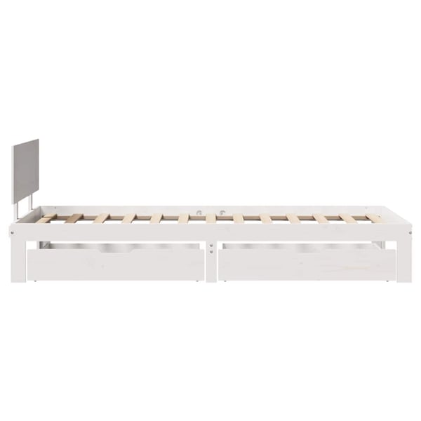 vidaXL sengeramme med skuffer 100x200 cm massivt fyrretræ hvid