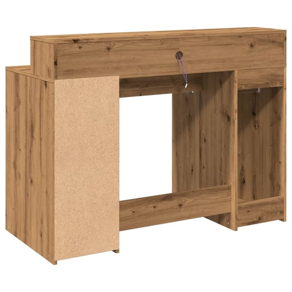 vidaXL Skrivebord med LED-lys artisan eik 120x55x91 cm konstruert tre