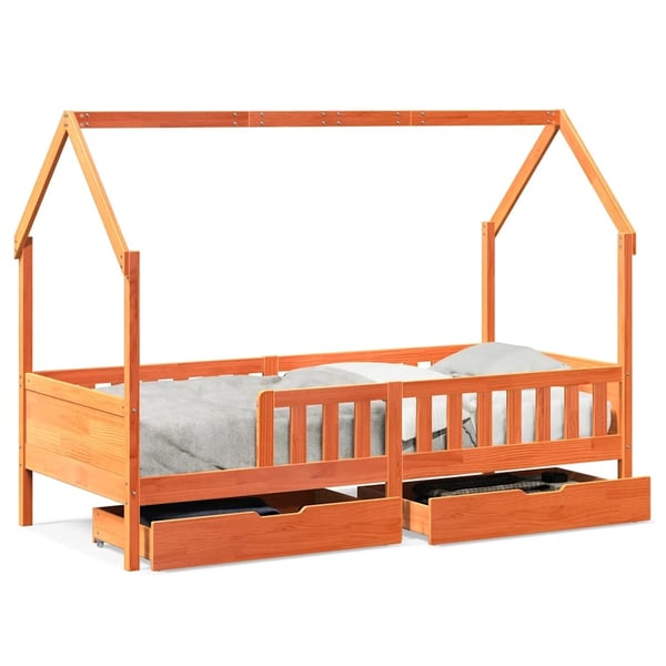 vidaXL Barnesengeramme med skuffer 80x200 cm heltre furu