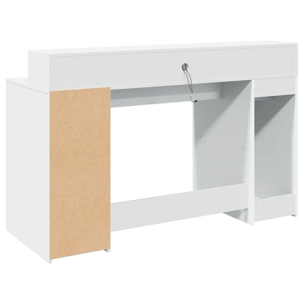 vidaXL Skrivebord med LED-lys hvit 140x55x91 cm konstruert tre