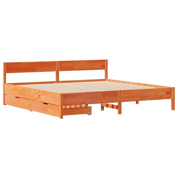 vidaXL Sengeramme uten madrass voksbrun 180x200 cm heltre furu