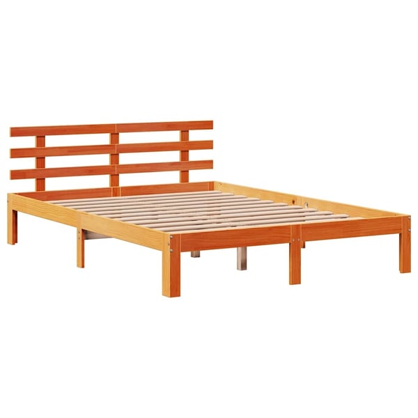 vidaXL sengeramme med skuffer 150x200 cm massivt fyrretræ gyldenbrun