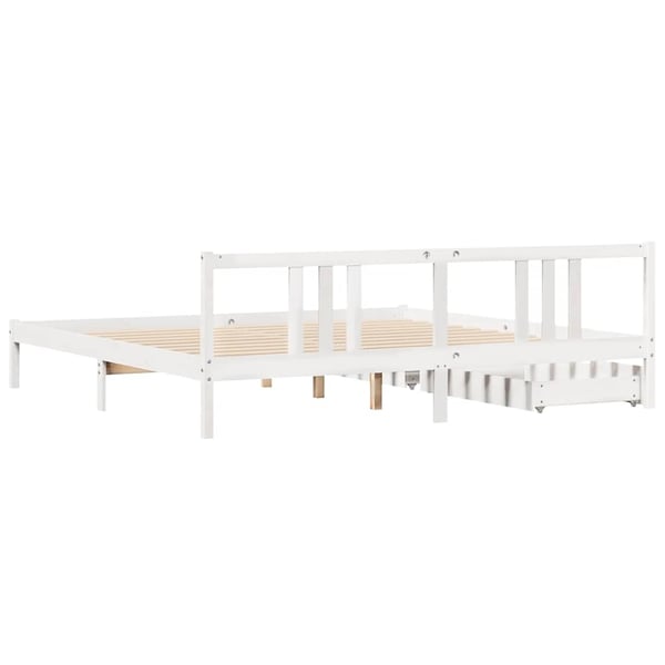 vidaXL Sengeramme med madrass hvit 200x200 cm heltre furu