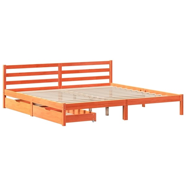 vidaXL Sengeramme uten madrass voksbrun 200x200 cm heltre furu