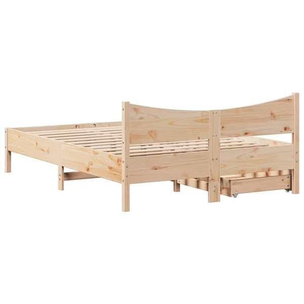 vidaXL sengeramme med skuffer 140x190 cm massivt fyrretræ