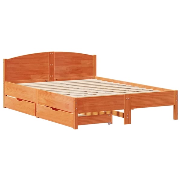 vidaXL Sengeramme uten madrass voksbrun 120x190 cm heltre furu