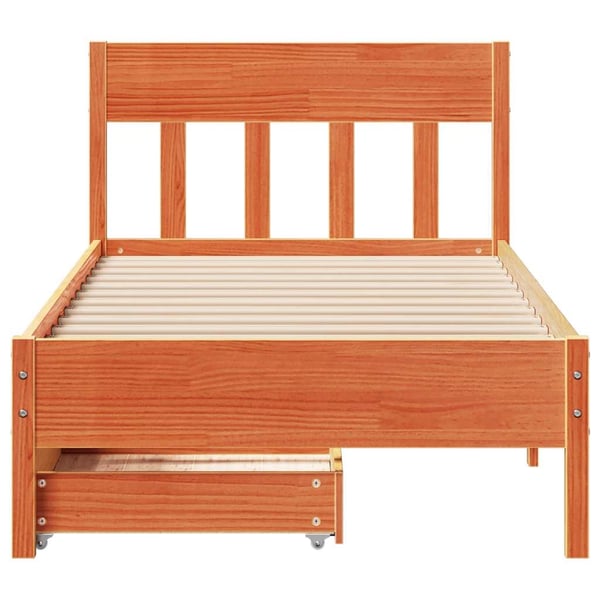 vidaXL Sengeramme uten madrass voksbrun 100x200 cm heltre furu