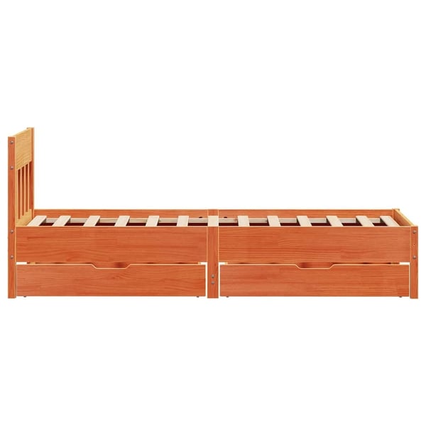 vidaXL Sengeramme uten madrass voksbrun 100x200 cm heltre furu