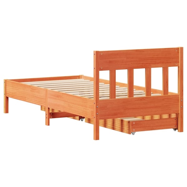 vidaXL Sengeramme uten madrass voksbrun 100x200 cm heltre furu