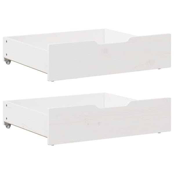 vidaXL Sengeskuffer 2 stk hvit 65x55x17 cm heltre furu