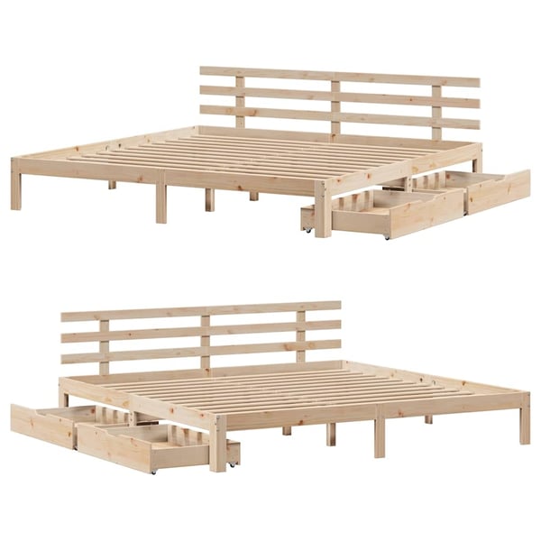 vidaXL Sengeramme med skuffer 180x200 cm heltre furu