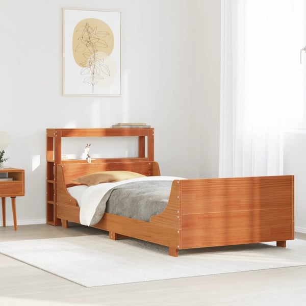 vidaXL Sengeramme uten madrass voksbrun 75x190 cm heltre furu