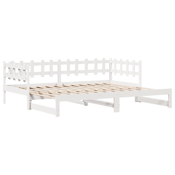 vidaXL Uttrekkbar dagseng med skuffer uten madrass hvit 80x200 cm