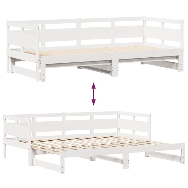 vidaXL daybed med udtræk og skuffer uden madras 90x190 cm hvid