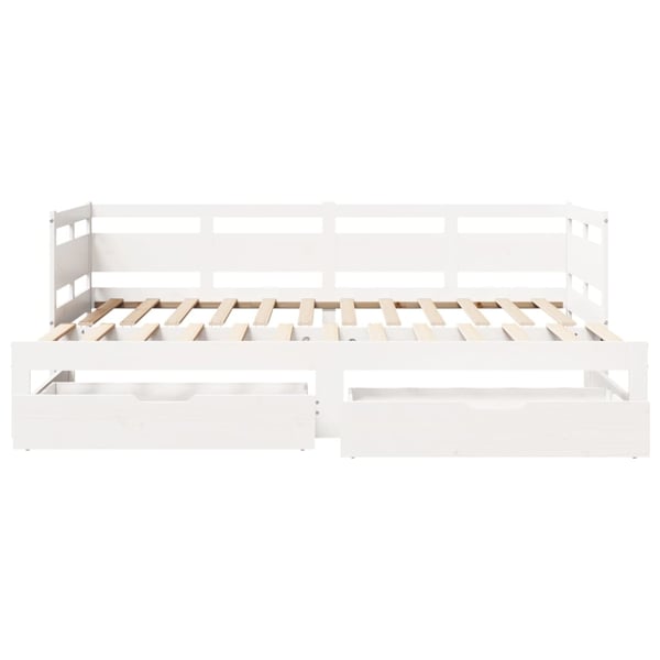 vidaXL daybed med udtræk og skuffer uden madras 90x190 cm hvid