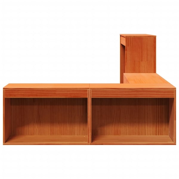 vidaXL Nattbord med skrivebord voksbrun 222x107x75 cm heltre furu