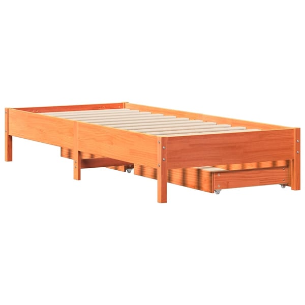 vidaXL Sengeramme uten madrass voksbrun 75x190 cm heltre furu