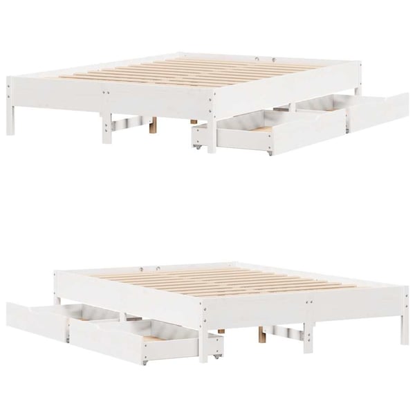 vidaXL Sengeramme uten madrass hvit 120x190 cm heltre furu