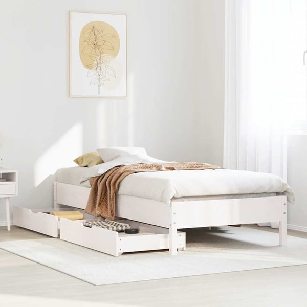 vidaXL Sengeramme uten madrass hvit 90x200 cm heltre furu