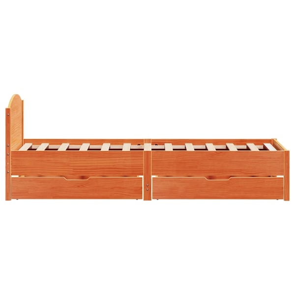 vidaXL Sengeramme uten madrass voksbrun 75x190 cm heltre furu