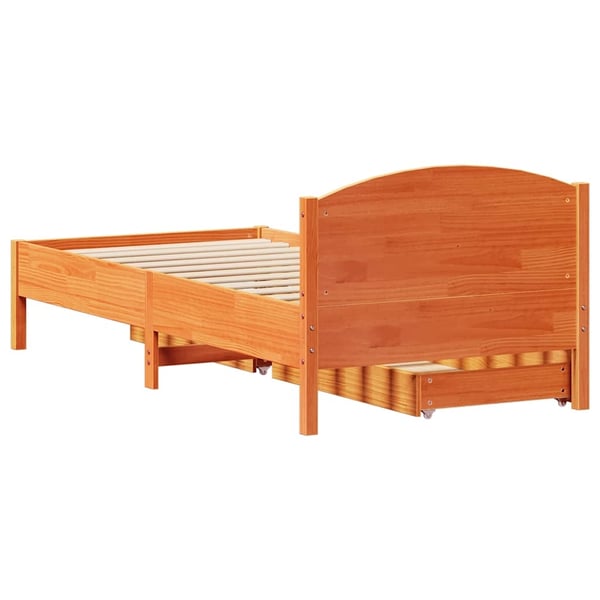 vidaXL Sengeramme uten madrass voksbrun 75x190 cm heltre furu