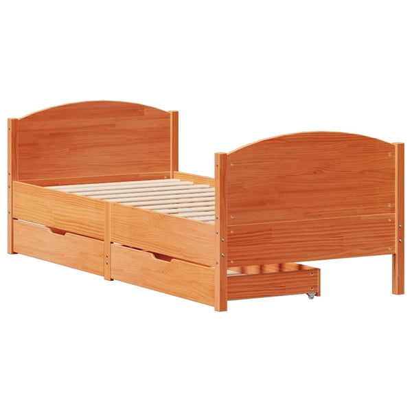 vidaXL sengeramme uden madras 90x190 cm massivt fyrretræ gyldenbrun
