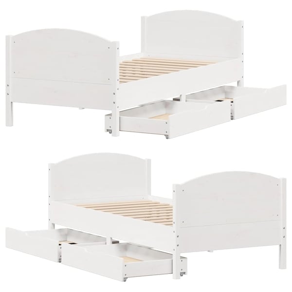 vidaXL Sengeramme uten madrass hvit 90x200 cm heltre furu
