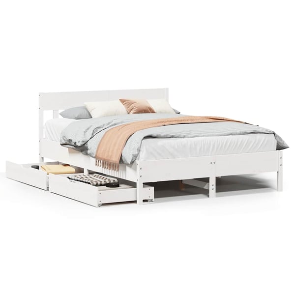 vidaXL sengeramme uden madras 120x200 cm massivt fyrretræ hvid