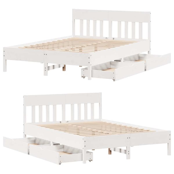 vidaXL Sengeramme uten madrass hvit 120x200 cm heltre furu