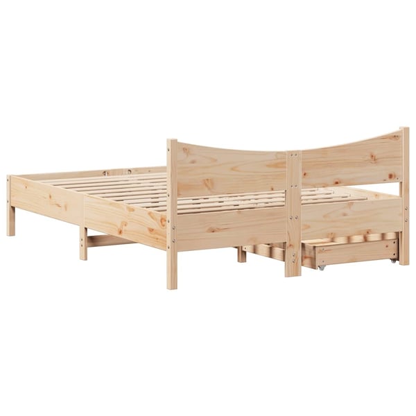 vidaXL Sengeramme med skuffer 120x190 cm heltre furu