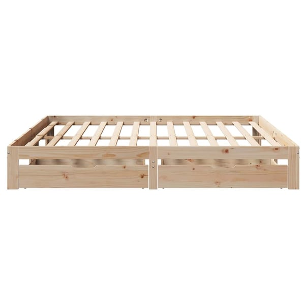 vidaXL Sengeramme med skuffer 200x200 cm heltre furu