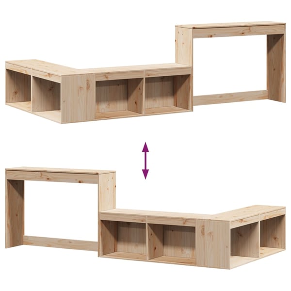 vidaXL Nattbord med skrivebord 222x107x75 cm heltre furu