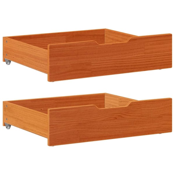 vidaXL Sängyn alavetolaatikot 2 kpl vahanrusk. 65x55x17 cm täysi mänty