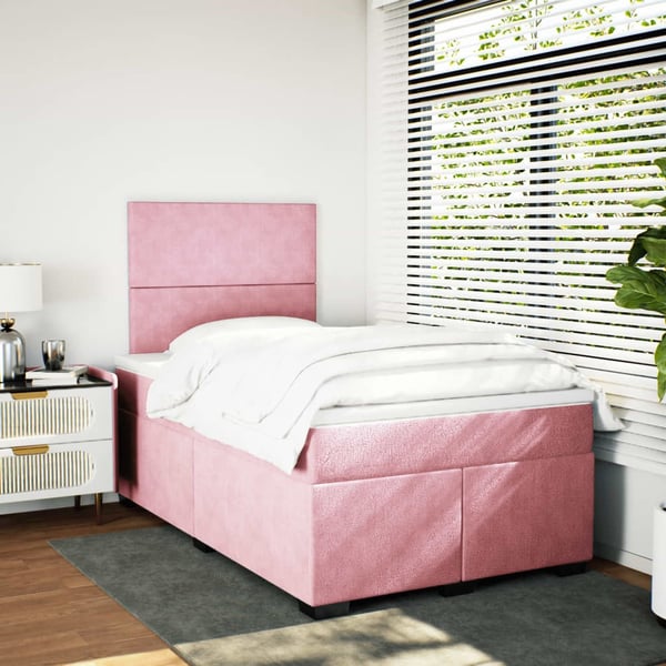 vidaXL Ramsäng med madrass rosa 120x190 cm sammet