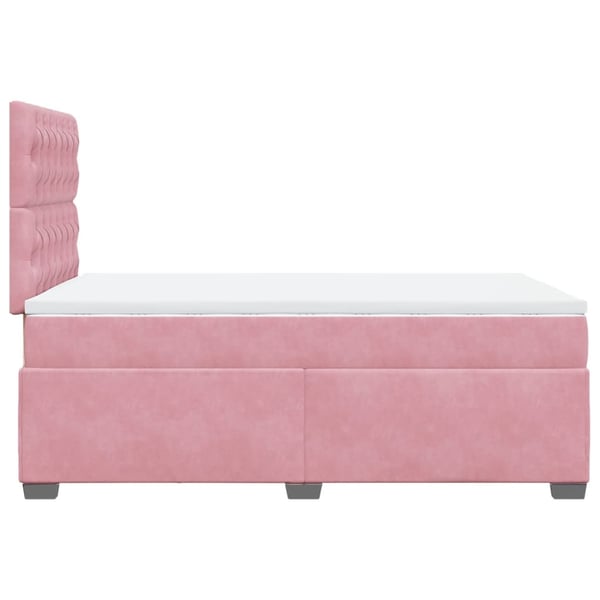 vidaXL kontinentalseng med madras 120x190 cm velour lyserød