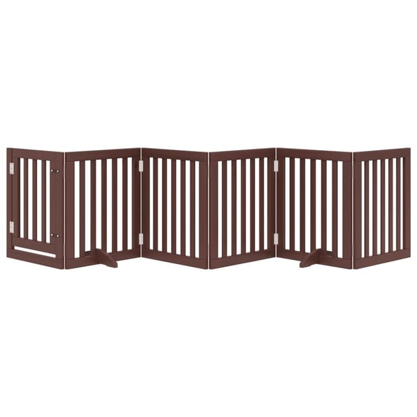 vidaXL Hundeport sammenleggbar 6 paneler brun 300 cm poppeltre