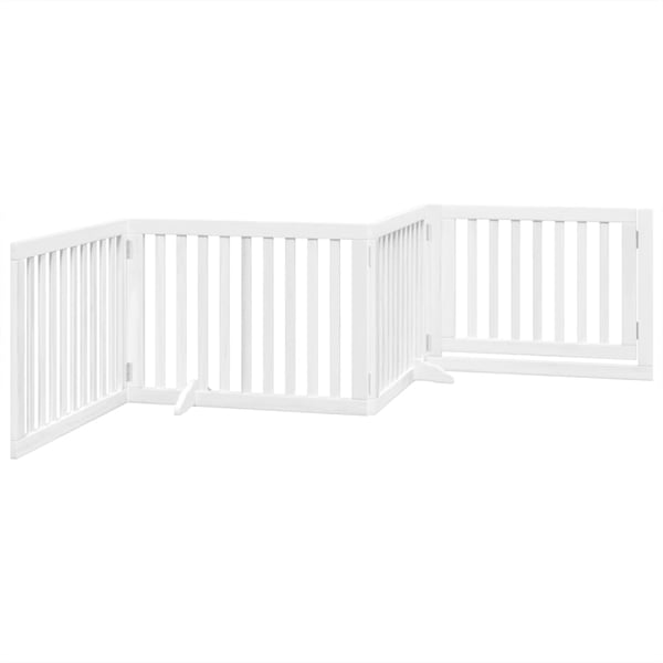 vidaXL Hundeport sammenleggbar 4 paneler hvit 320 cm poppeltre