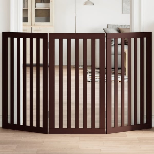vidaXL hundelåge 3 paneler 150 cm foldbar poppeltræ brun