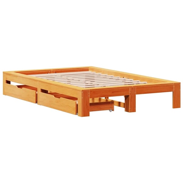 vidaXL Sengeramme uten madrass voksbrun 120x190 cm heltre furu