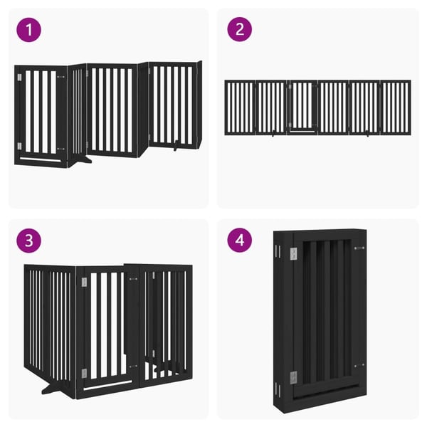 vidaXL Hundeport sammenleggbar 6 paneler svart 300 cm poppeltre